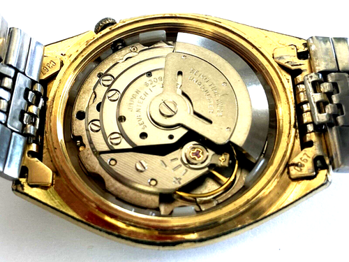 Vintage Men's Watch Seiko Automatic 6309 8679 Day Date Yellow Tone 17j Runs - Picture 9 of 17