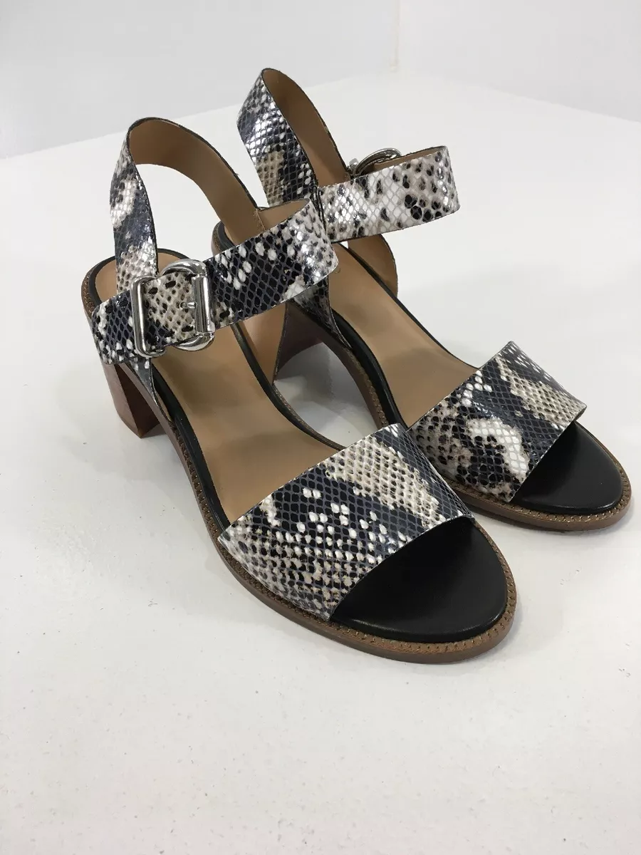 Franco Sarto Womens Havana Geniune Leather Block Heel Sandal Snake