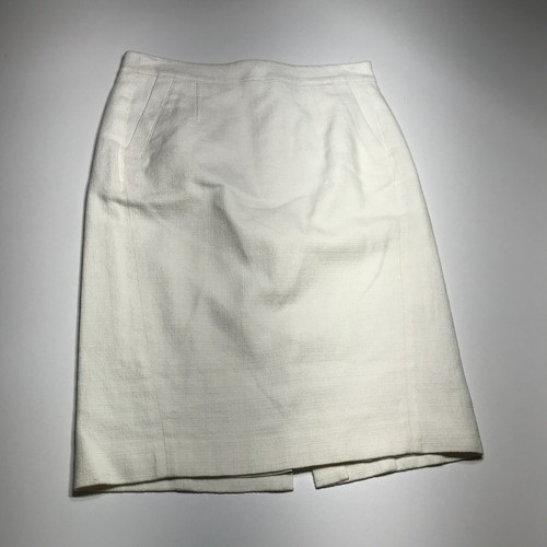 Ann Taylor Pencil Skirt Womens 4 White Cotton Linen Blend Fully Lined Pockets - Picture 1 of 15