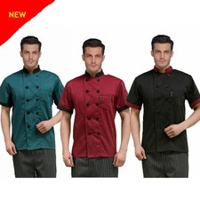Chef Jacket Coat Chef Uniform Kitchen Men Short Sleeve Cooker Work Restaurant