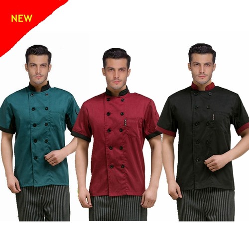 Chef Jacket Coat Chef Uniform Kitchen Men Short Sleeve Cooker Work Restaurant - Picture 1 of 10