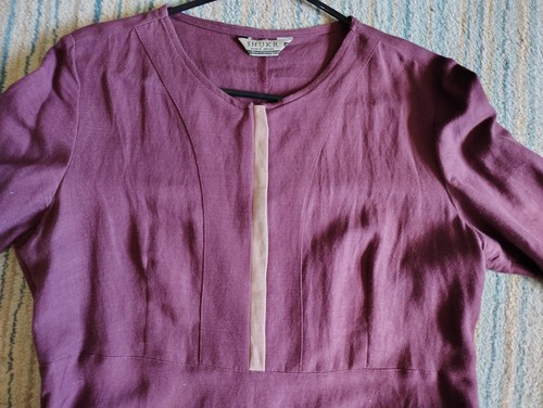 SHUKR Linen Blend Abaya, Maxi Dress-Burgundy- Medium, flared skirt, length 50" - Picture 2 of 2