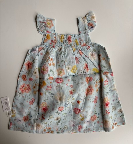 Toshi baby girl size 12-18 months blue pink floral summer dress, BNWT - Picture 2 of 3