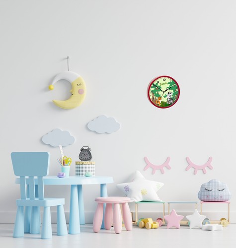 Kinder Wanduhr Kinderzimmer Kinderwanduhr Kinderuhr mit Namen Dschungel - Bild 5 von 5