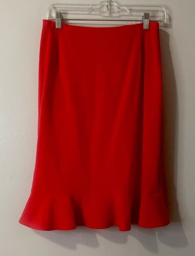 ESCADA Skirt Suit Set Size 36 Red Ruffle 100% Wool Career Business Designer - Picture 10 of 17