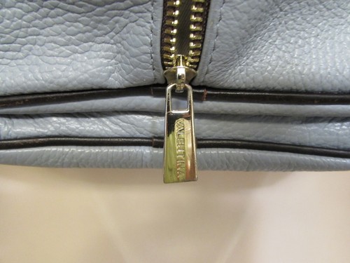 VALENTINA Gray Pebbled Leather Convertible Sling Backpack Purse 11" - Picture 5 of 9