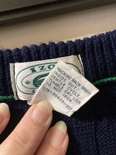 VTG Lacoste Sweater Little Boy's Sz 5 Navy Green V Neck Tennis Preppy - Picture 4 of 9