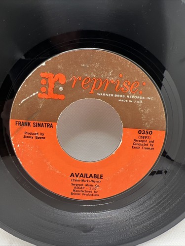 FRANK SINATRA - ANYTIME AT ALL / AVAILABLE - 7" VINYL 45 RPM VG / VG+ LISTEN! - Picture 3 of 5