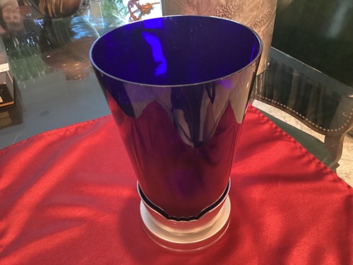 Kensington Aluminum Gainesborough Colbalt Glass Vase~ Excellent! - Picture 2 of 12