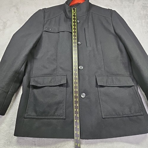 Black Rivet Mens XL Unique Black Wool Blend Winter Coat Button Up 6 Pocket - Picture 6 of 17