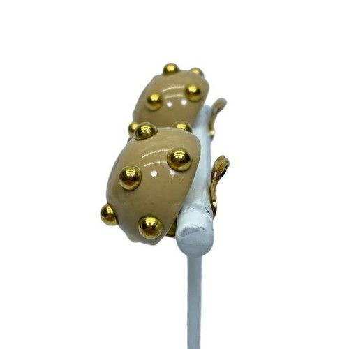 CHANEL CC Logo Clip On Earrings Coco Mark Studs Round beige Gold Accessory - Picture 8 of 24