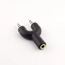 1x Y-Splitter 1 Female to 2 Male 3.5mm Mic Stereo Audio Adapter Connector For PC