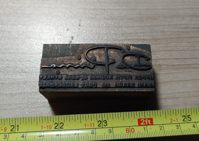 Vintage Letterpress Printing Block De Pinna Miami Beach Fort Lauderdale Vintage Letterpress Printing Block De Pinna Miami Beach Fort Lauderdale