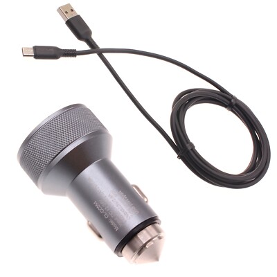 For Galaxy Z Flip/3/4/5 24W Fast Car Charger 2-Port 6ft USB-C Cable DC Socket