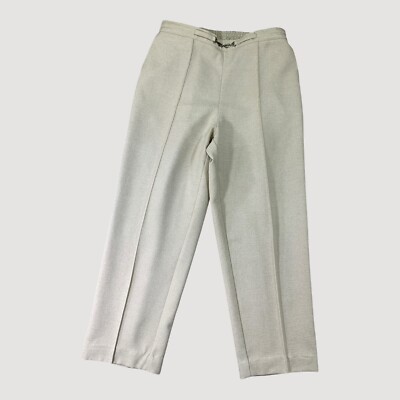 Alfred Dunner Pants Womens 10 (30x25) Beige Pintuck Classic Straight Pull On USA