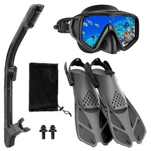 Professional Scuba Diving Snorkel Mask Fins Swimming Underwater Anti Fog Adults - Picture 13 of 19