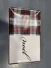 BILTMORE WHITE RED/GREEN PLAID CHRISTMAS Small Tray 10” X 6 1/2”