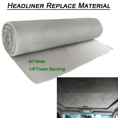 Suede Headliner Fabric Gray Foam Backed Replacement For Pickup Dodge