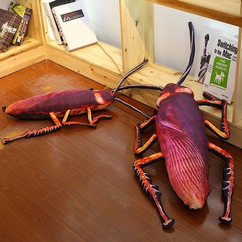 NEW 21" Funny Huge Fake Cockroach Stuffed Plush Toy Insect Halloween Party Prop - Picture 8 of 11