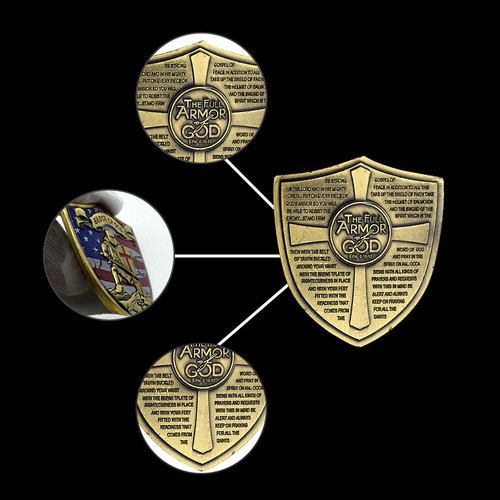 Armor of God Knight Shield Shape Medal American Bronze Ornament Coin Art Crafts - Bild 8 von 12