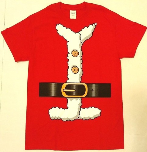Herren roter Weihnachtsmann Anzug Weihnachten Urlaub Kostüm hässliches T-Shirt S L XL  - Bild 3 von 3
