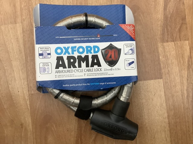 Oxford Arma20 Armoured Cable Lock 22mm x 0.9m LK283 Clear
