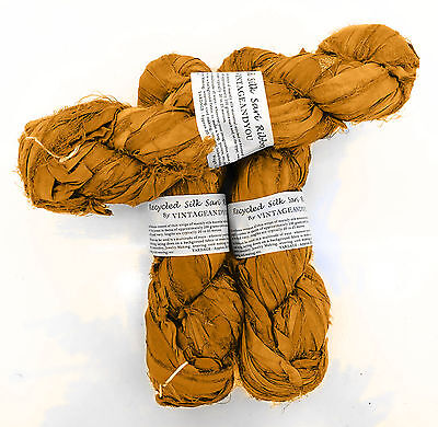 Recycled Sari Silk Ribbon Olive Green