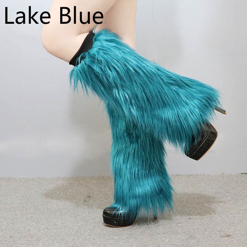 Women Faux Fur Leg Warmers Boots Socks Fluffies Boot Cover Warming Foot Sleeve - Picture 12 of 22