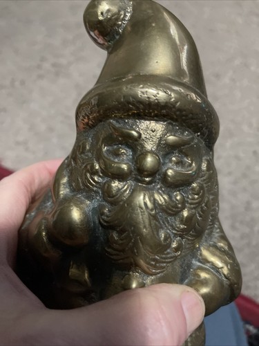 Ancienne et rare grande figurine 8" laiton Père Noël Saint Nicolas gnome Noël - Photo 16/16
