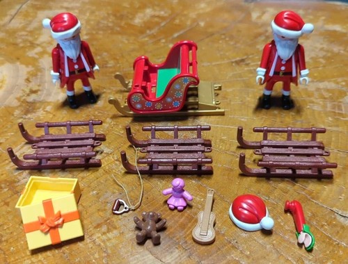 NICE Christmas Playmobil LOT! Santa Sleigh Gift Teddy bear Doll Guitar Sleds - Picture 1 of 6