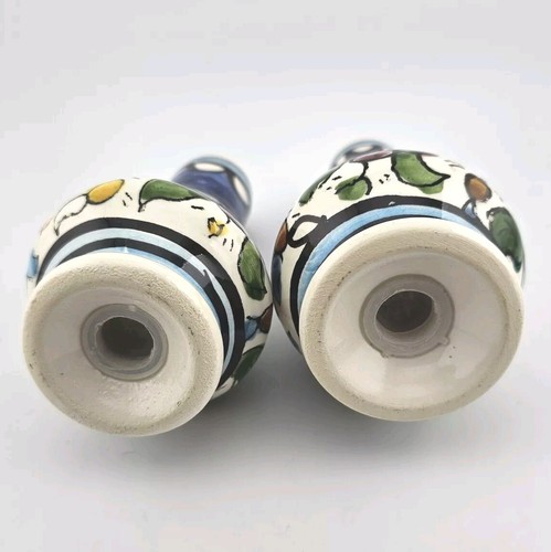 Pair of Colorful Floral Hand Painted 4" Ceramic Salt & Pepper Shakers Unmarked - Picture 5 of 7