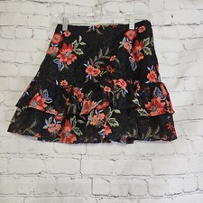 NWOT Lovers and Friends Womens Ellie Black Floral Embroidered Lined Skirt S