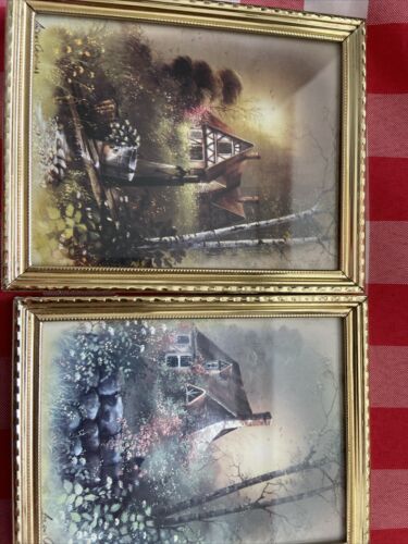 2 Vintage Andres Orpinas OLD COUNTRY HOUSE Framed Prints 5 x 4” / 13cm x 10.5cm - Picture 2 of 16