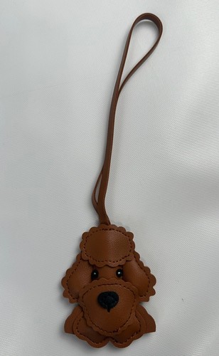 Vegan Leather Dog Charm Brown Accessory Keychain Bag Or Key Charm Poodle Doodle - Picture 3 of 7
