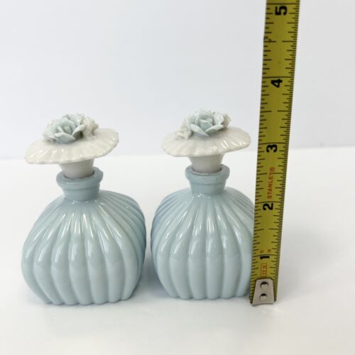 2 Vrg ICICE LW Rice & Company Floral Pale Blue PERFUME BOTTLES w/ Stoppers HTF - Picture 7 of 12