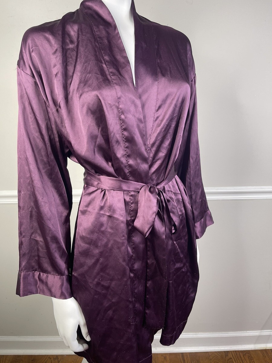 Womens Victorias Secret Purple Sexy Satin Robe Lingerie Intimate - Main Image
