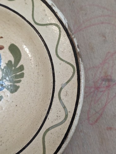 Primitive French Slipware Plate Bowl Rooster 8" Country Farmhouse Redware BOHO B - Picture 8 of 17