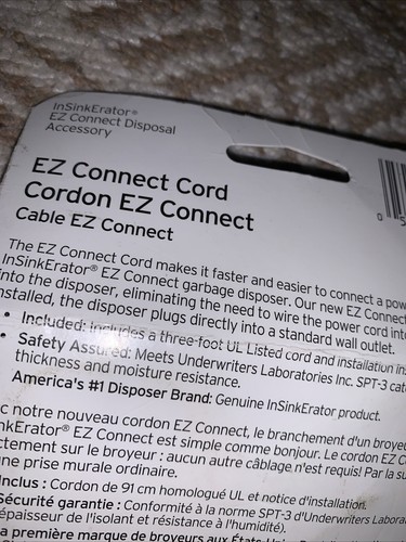 In Sink Erator CRD-EZ Power Cord 3-Foot for Food Waste Disposals with EZ Connect - Picture 6 of 6