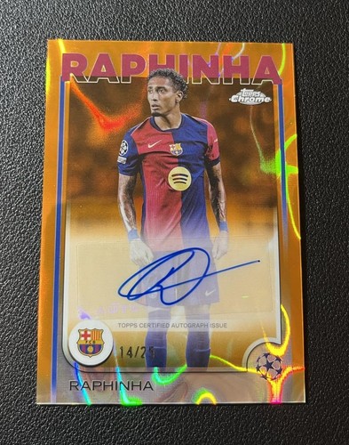 2024-25 Topps Chrome UEFA Raphinha Auto Orange Lava /25
