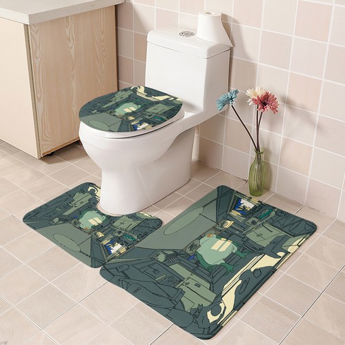 Alfombra de piso alfombra de baño alfombra de baño rana cubierta de asiento de inodoro - Imagen 15 de 17