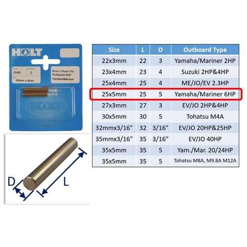 Outboard Motor Shear Pin (2 Pack) Yamaha, Suzuki, Tohatsu, Evinrude : Freepost - Picture 9 of 15