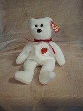 Ty White Valentino Bear Beanie Baby 1994 - 4058 With Tag