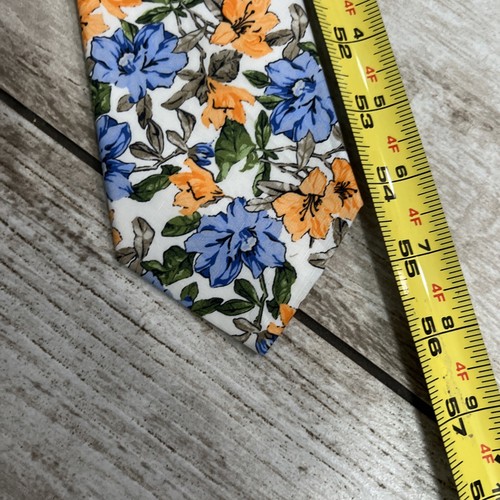 RARE Paul Fredrick Floral Tie Necktie Cotton Linen Made In Italy BRAND NEW - Picture 8 of 8
