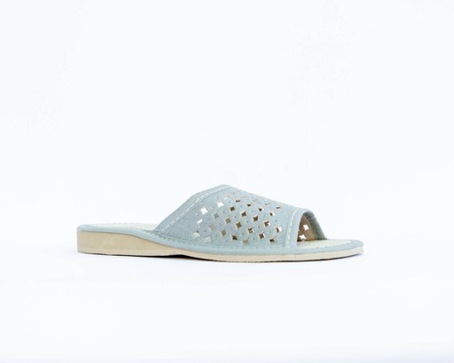 Womens Ladies Slider Slippers Sandals Home Shoes Leather Grey Kapcie ALL SIZES - Picture 9 of 12
