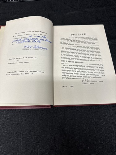 Vom Mustanger zum Anwalt von Max Coleman 1. Auflage 1952 HC Lubbock TX 2er Set Z010 - Bild 3 von 4