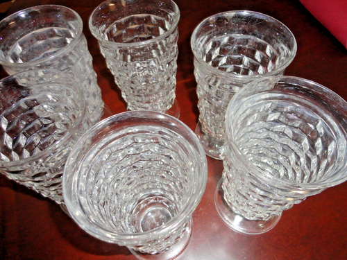 VINTAGE 1970'S INDIANA GLASS WHITEHALL COLONY CUBE SET OF 6 CLEAR ICED TEA GLASS - Afbeelding 2 van 16