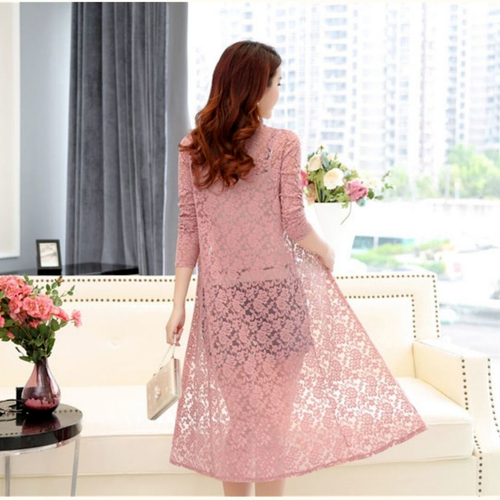 Manteau femme dentelle maille creux veste cardigan floral transparent été plage - Photo 11/17