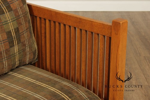 Stickley Mission Collection Oak Spindle Settle - Picture 6 of 17