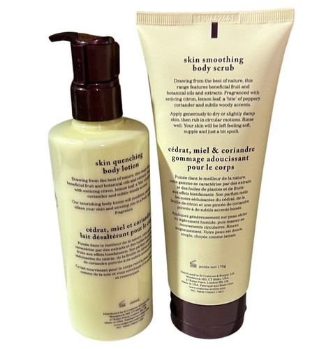 Neu Crabtree & Evelyn ZITRONE HONIG & KORIANDER KÖRPERPEELING und LOTION Set - Bild 2 von 4