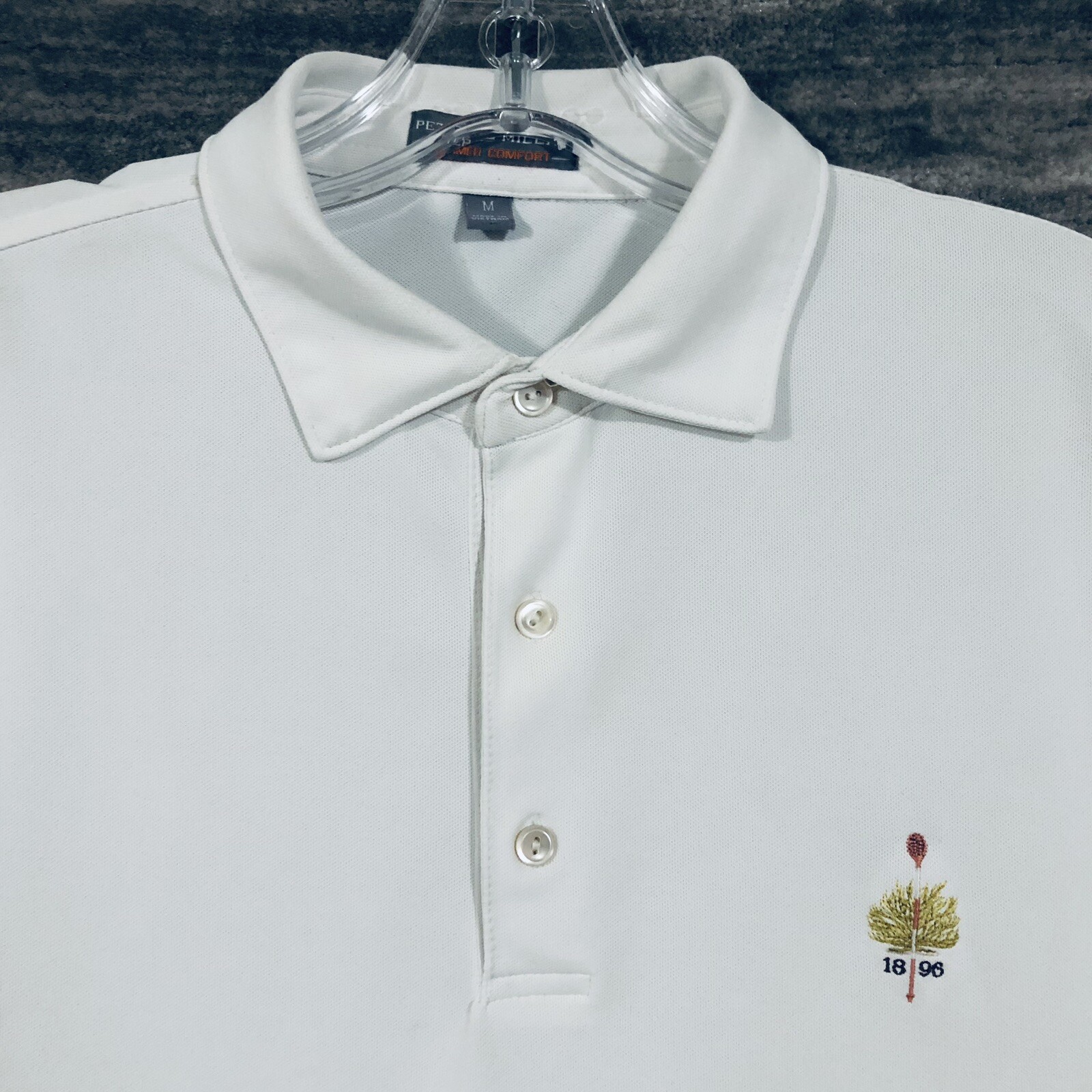 Peter Millar Shirt Men's Medium White Merion Golf Club Summer Comfort
